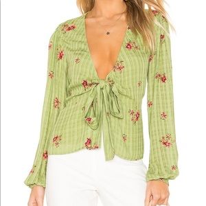 Majorelle Floral Yara Blouse in Green Picnic